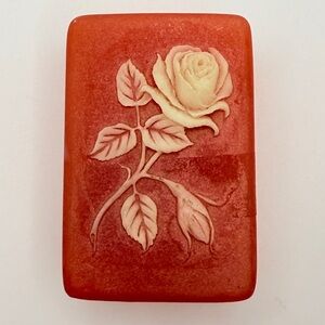 Vintage Design‎ Gifts Resin Coral Color Trinket Box with Rose and Stem Rectangle